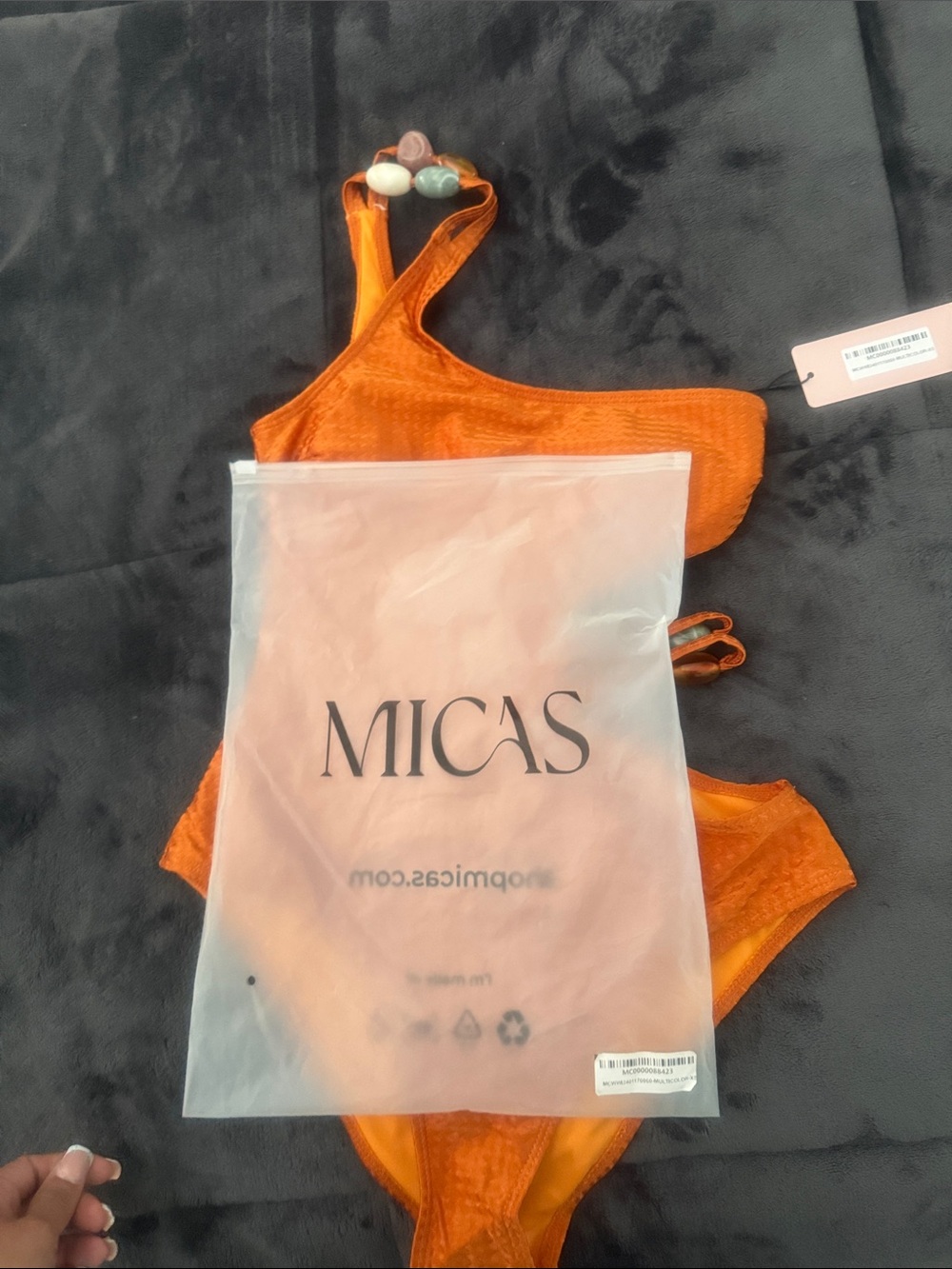 MICAS Orange One-Shoulder One-Piece Swimsuit